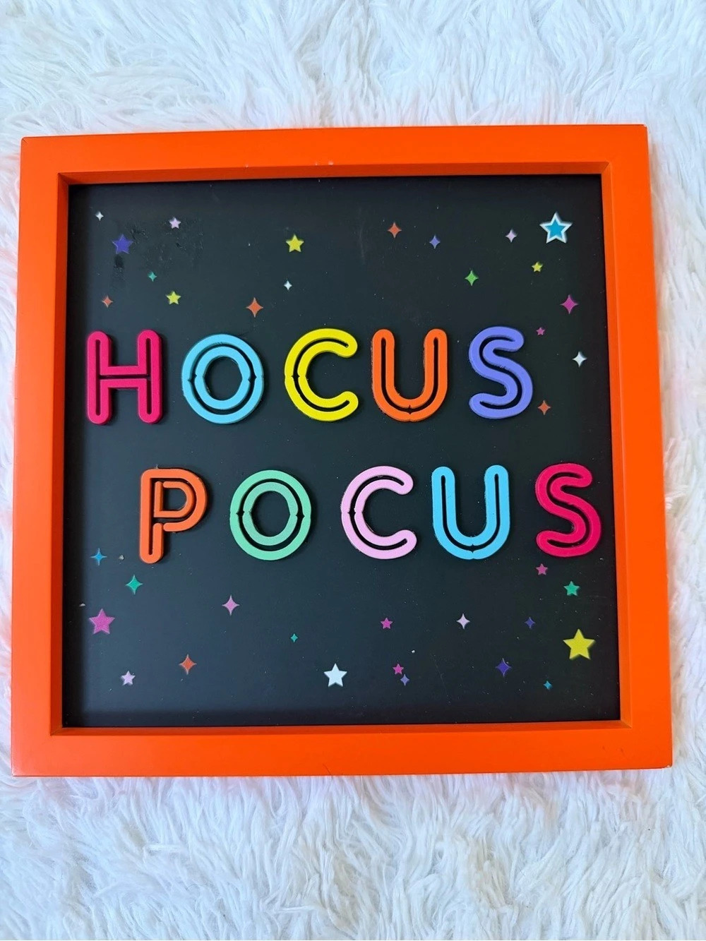 Hocus Pocus Wall Sign Framed Art Orange & Black